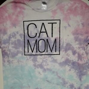 Cat mom tie dye tshirt